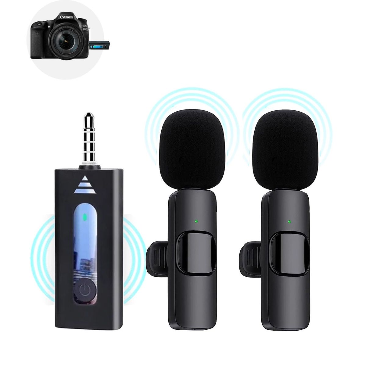 OEM - Micrófonos Inalámbricos solaperos 2 en 1 K35 para cámaras y equipos