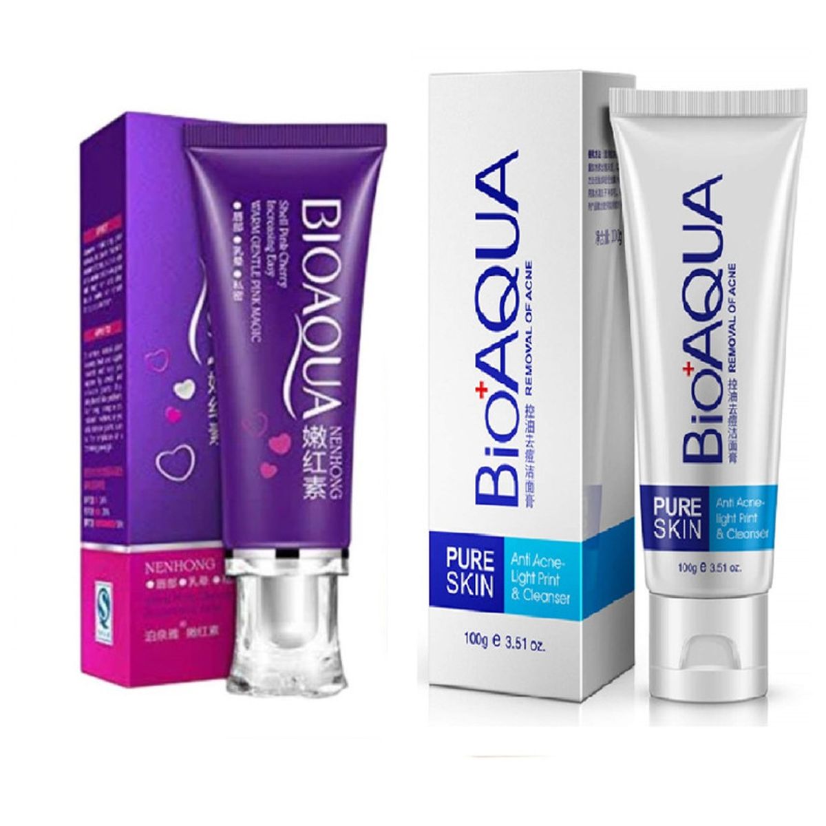 BIOAQUA - Crema Blanqueadora Corporal + Gel Limpiador Anti-Acné - Bioaqua