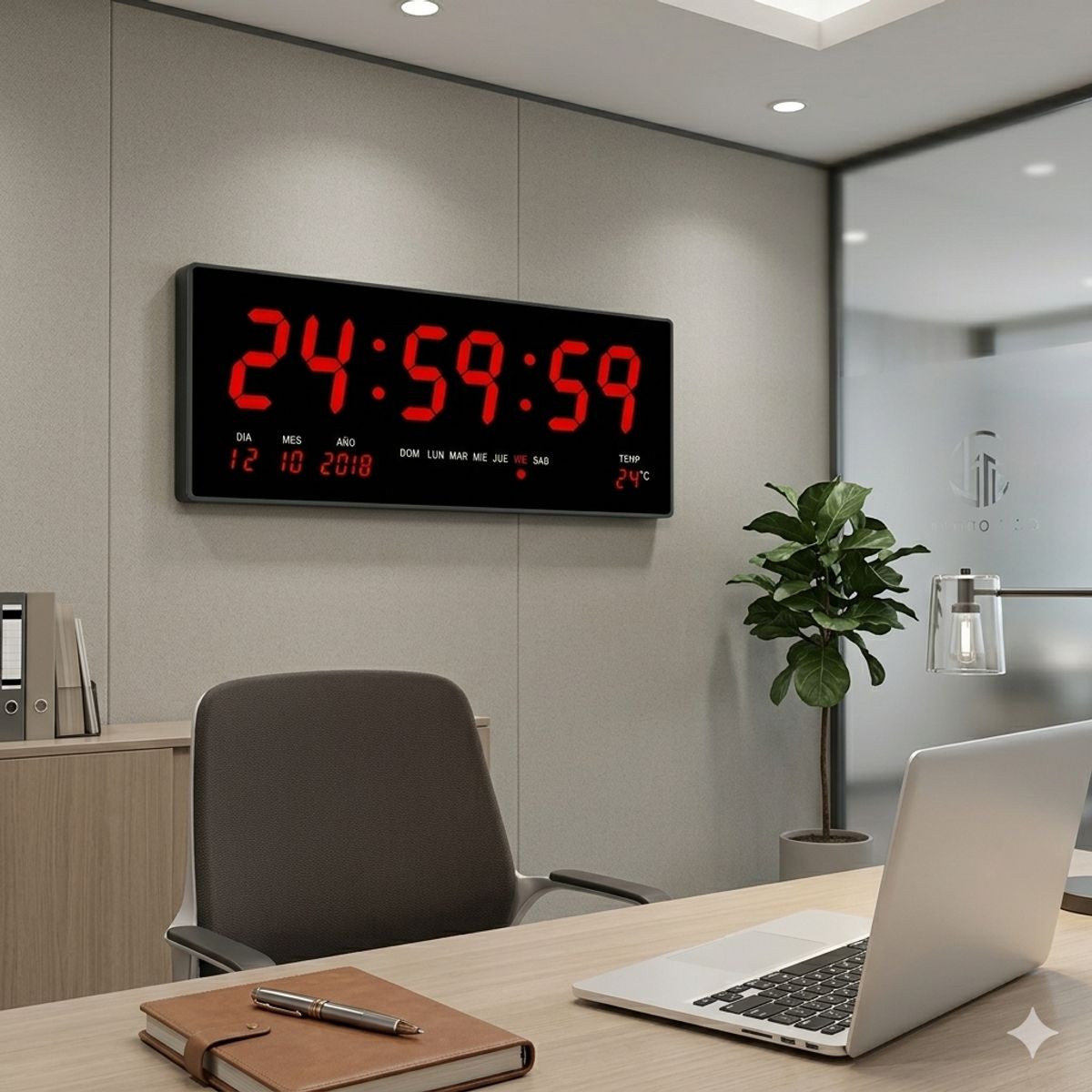 GENERICO - RELOJ DIGITAL LED 46x22 con TEMPERATURA AMBIENTE y CALENDARIO
