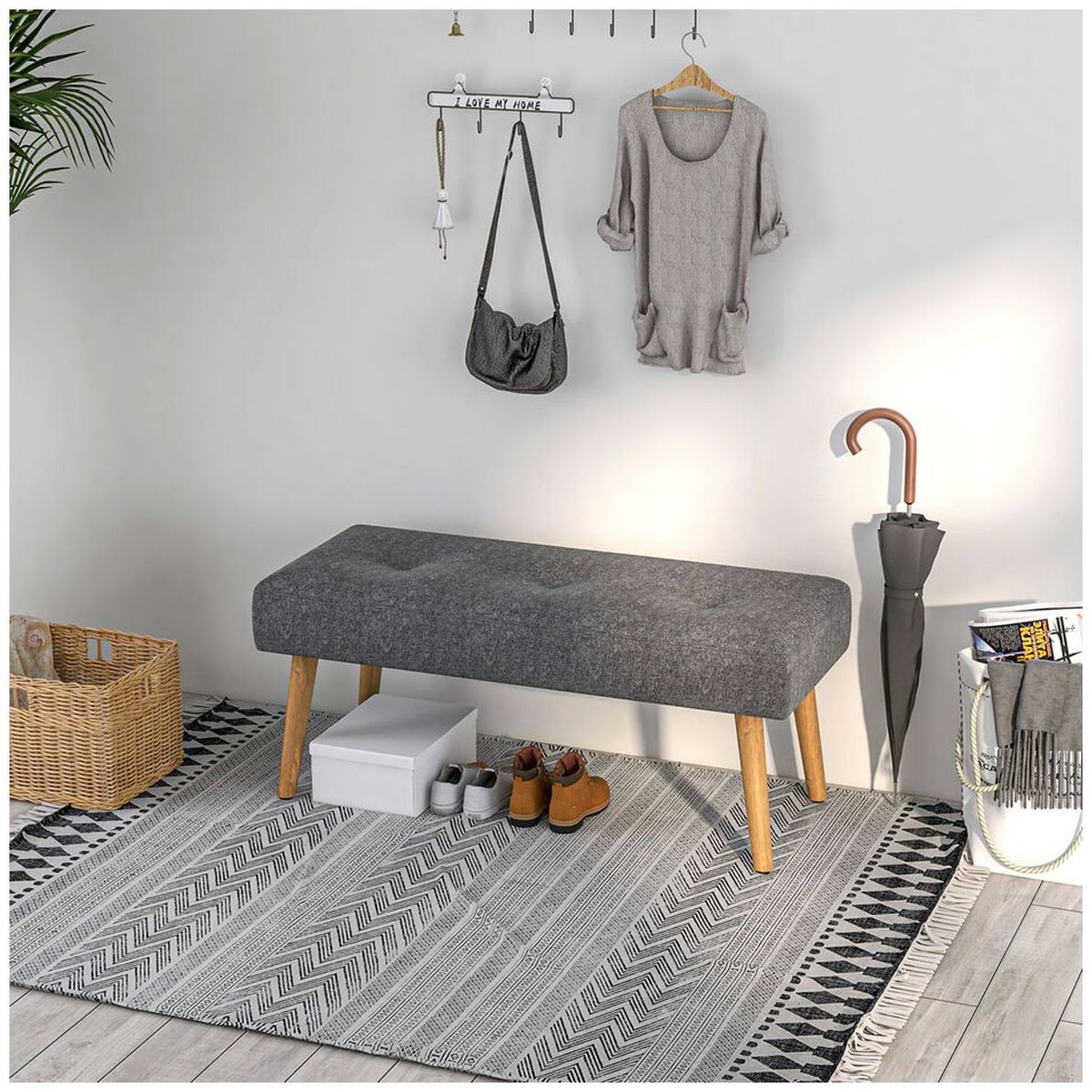 VENTITAS HOME - Banqueta Vintage Ruby Ventitas Home Gris Oscuro