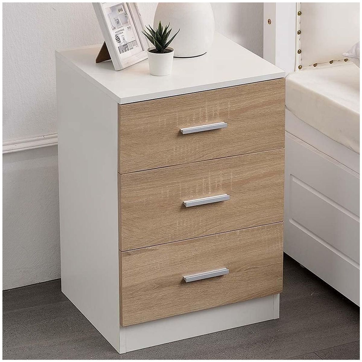 VENTITAS HOME - Velador Mika Ventitas Home Blanco y Rovere