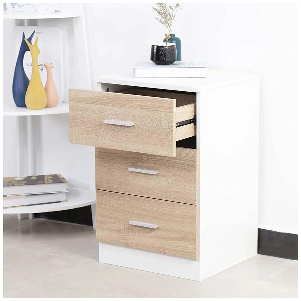 VENTITAS HOME - Velador Mika Ventitas Home Blanco y Rovere