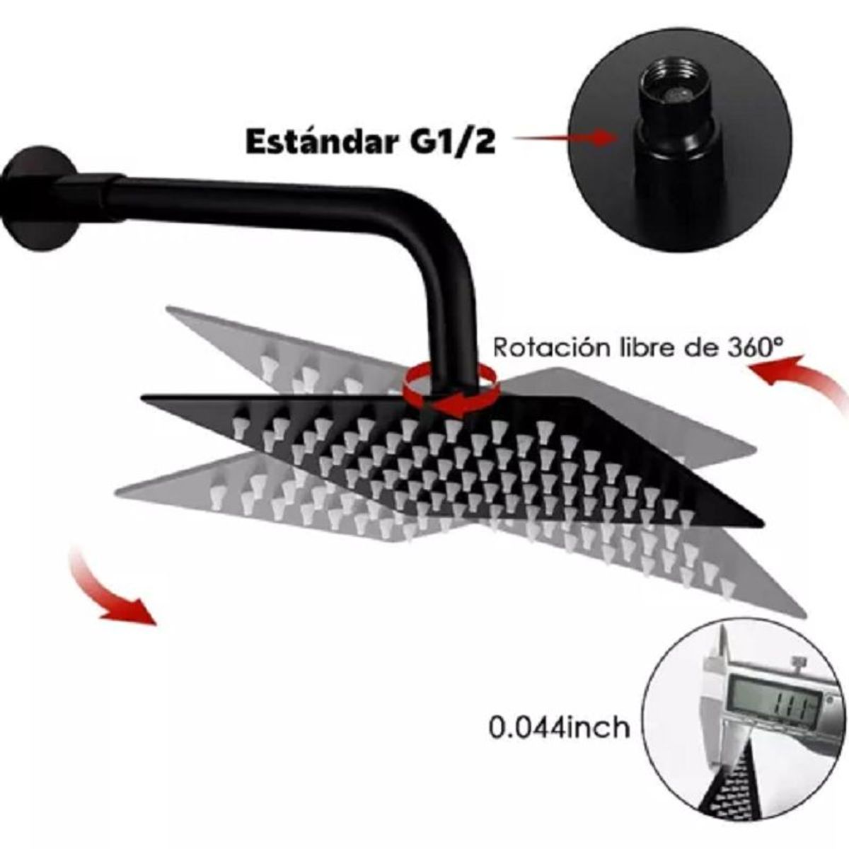 GENERICO - Kit Ducha Española 20cm  Tubo Psoporte Agua Fria-caliente