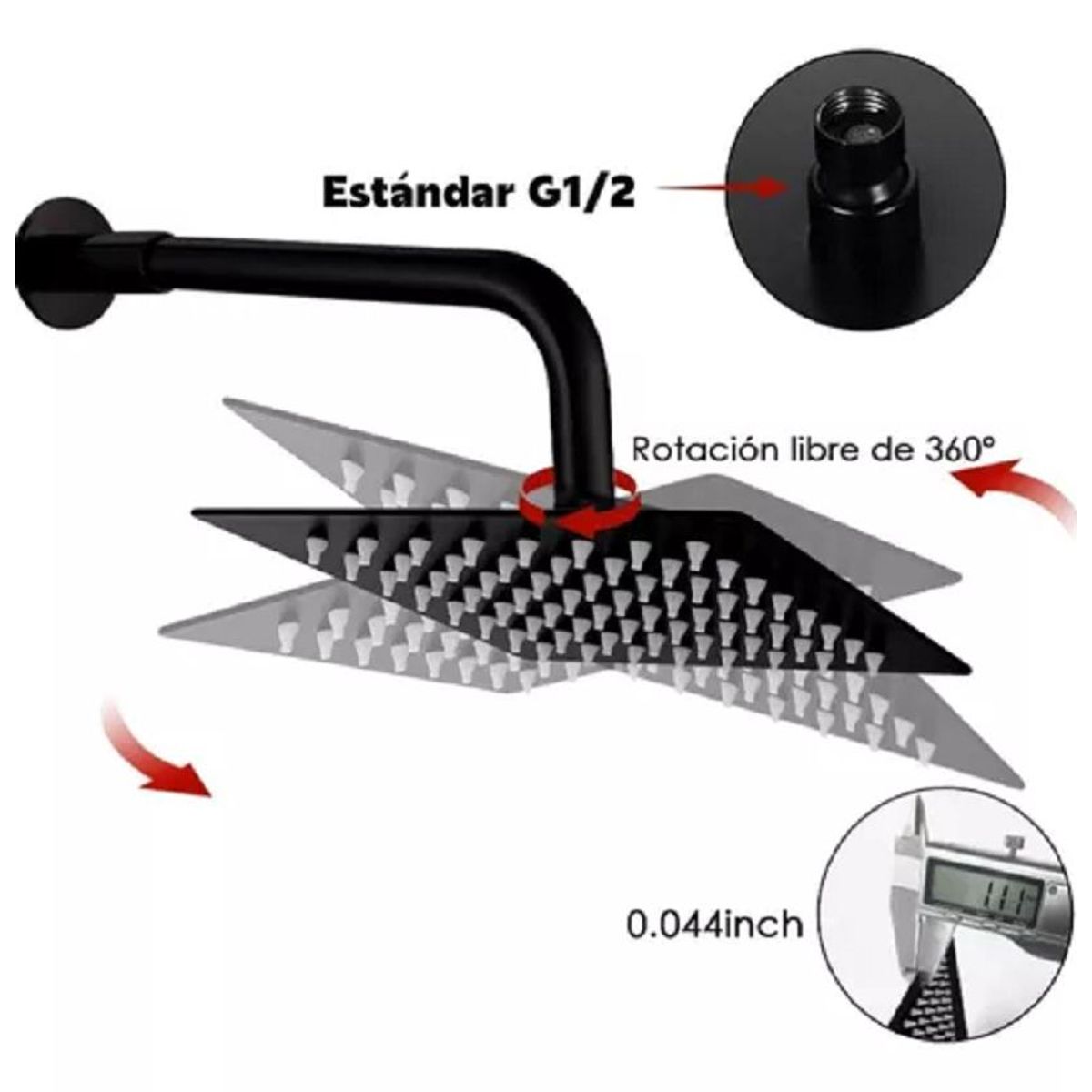 GENERICO - Kit Ducha Española 20cm  Tubo Psoporte Agua Fria-caliente