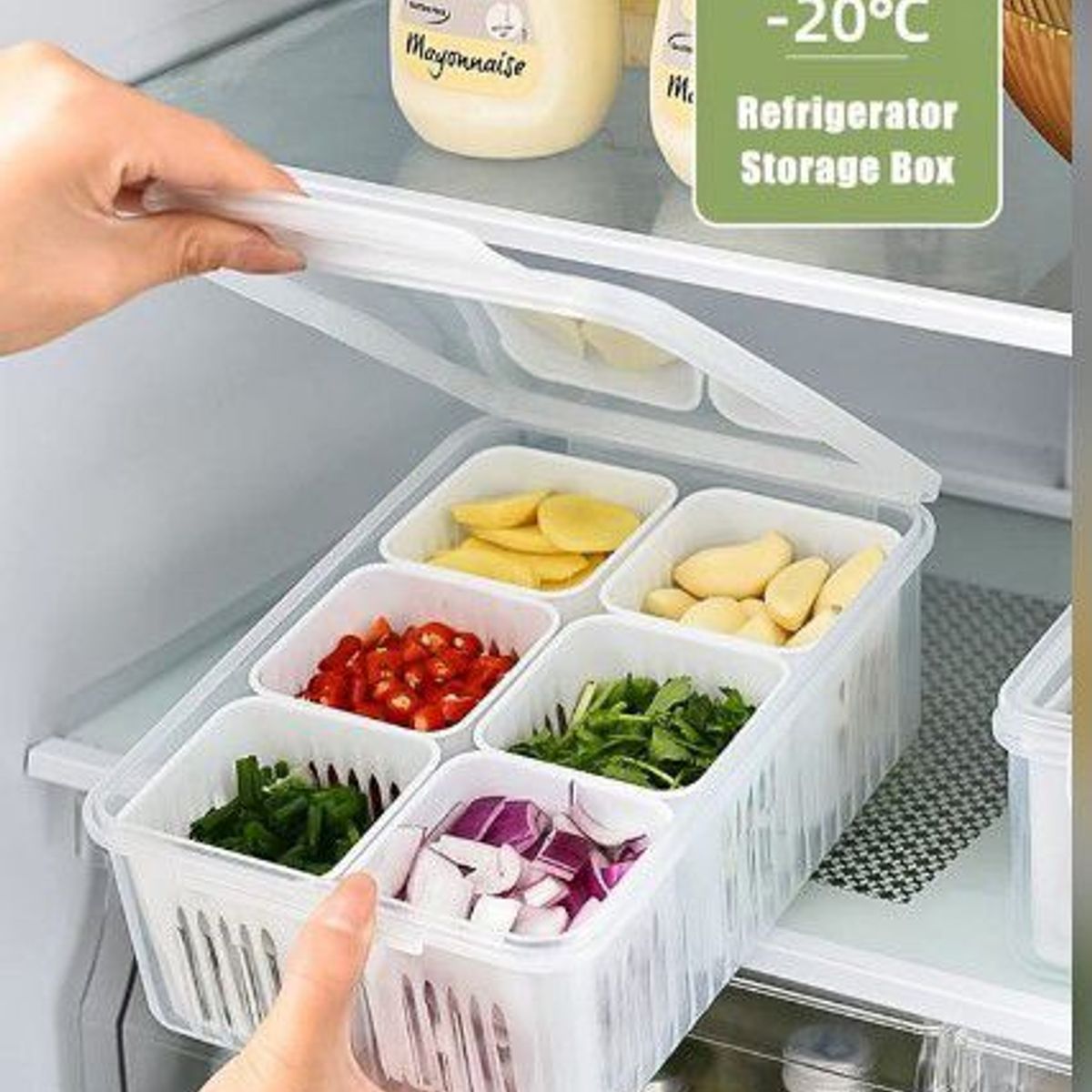 GENERICO - organizador acrilico 6 espacios para refrigerador