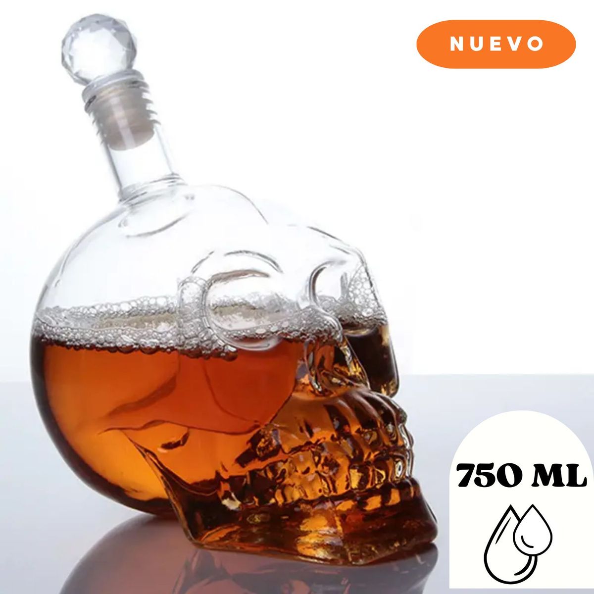 GENERICO - Decantador de Whisky Calavera de Vidrio 750 ml