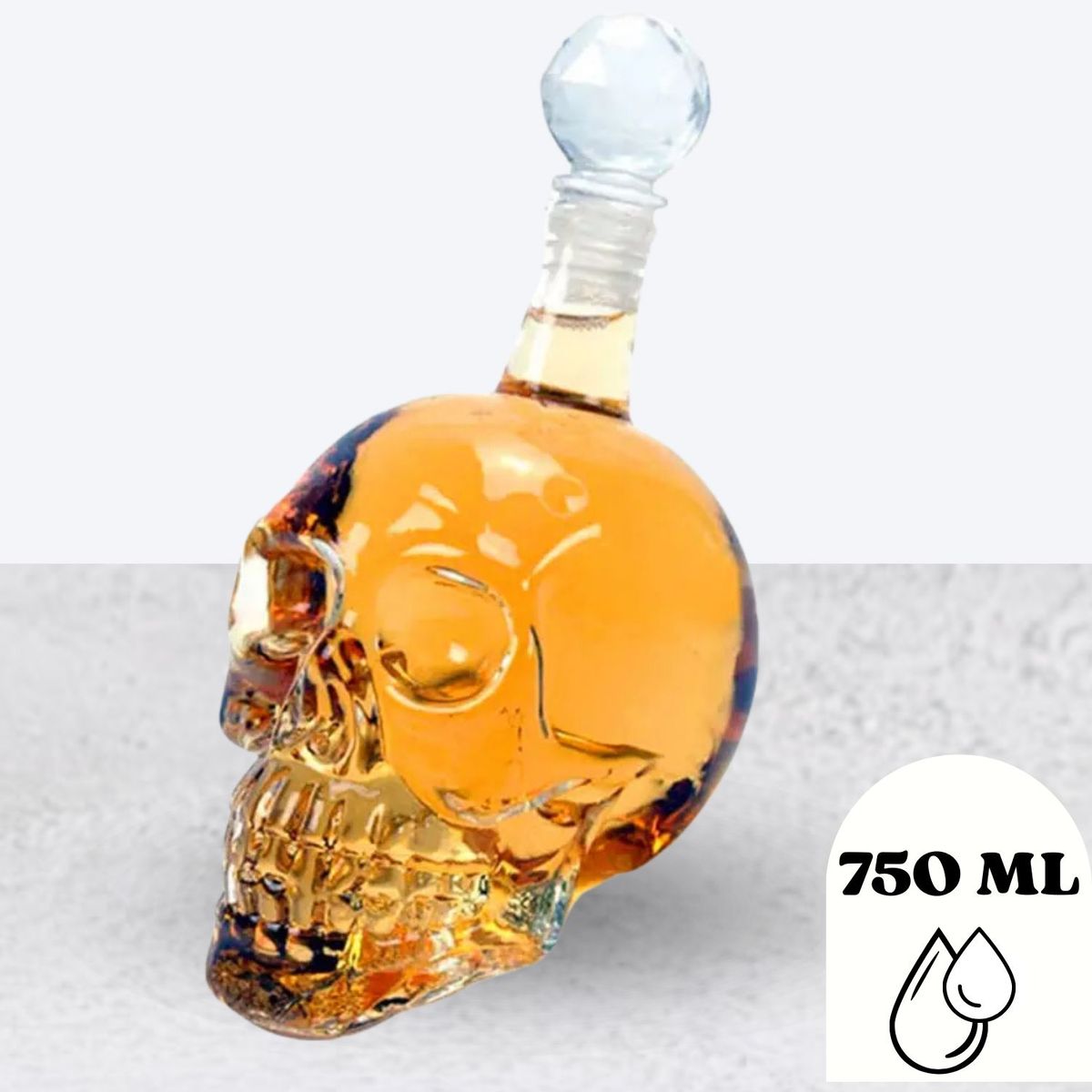 GENERICO - Decantador de Whisky Calavera de Vidrio 750 ml