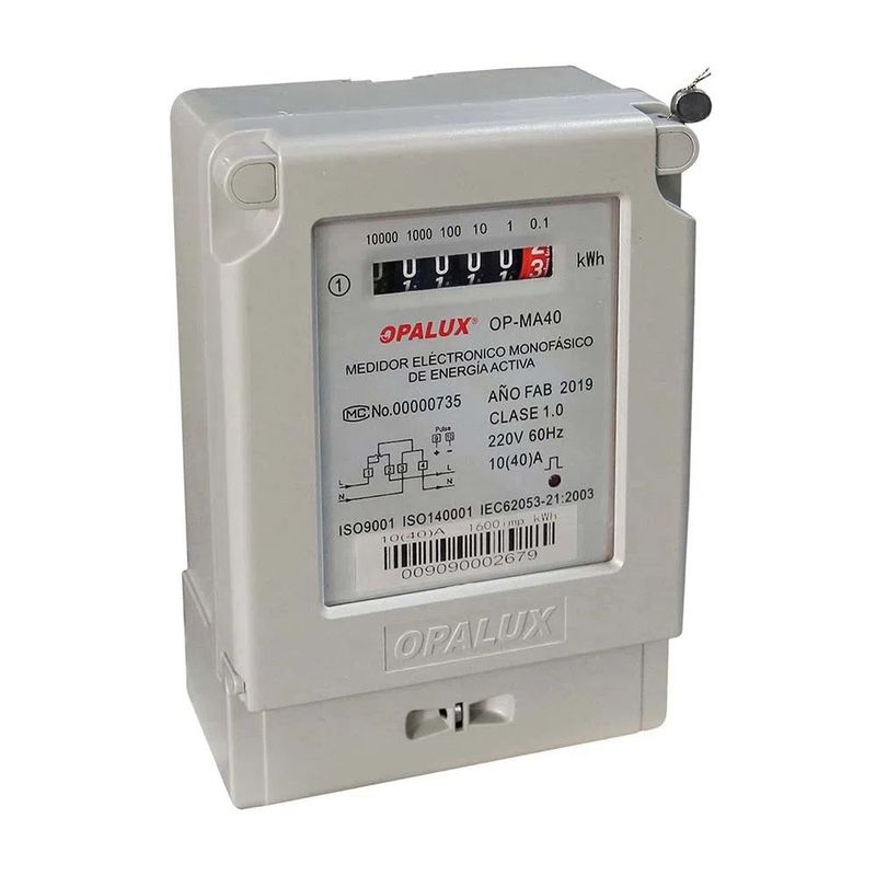 OPALUX - MEDIDOR DE ENERGIA MONOFASICO ANALOGICO 40A OPALUX