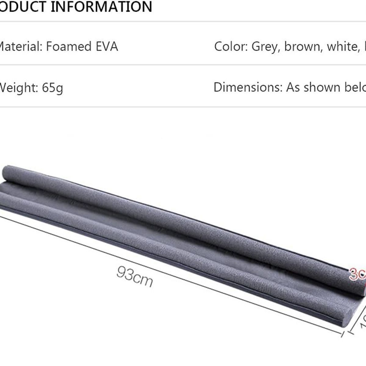 OEM - Pack x 2 Burletes Flexible de Espuma 95cm Protección de Puertas -Negro