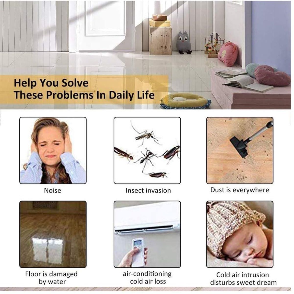 GENERICO - Pack x 2 Burletes Flexible de Espuma 95cm Protección de Puertas -Gris