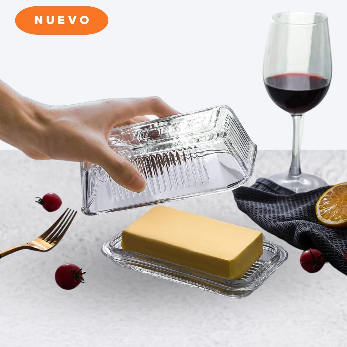 GENERICO - Mantequillera vidrio con tapa