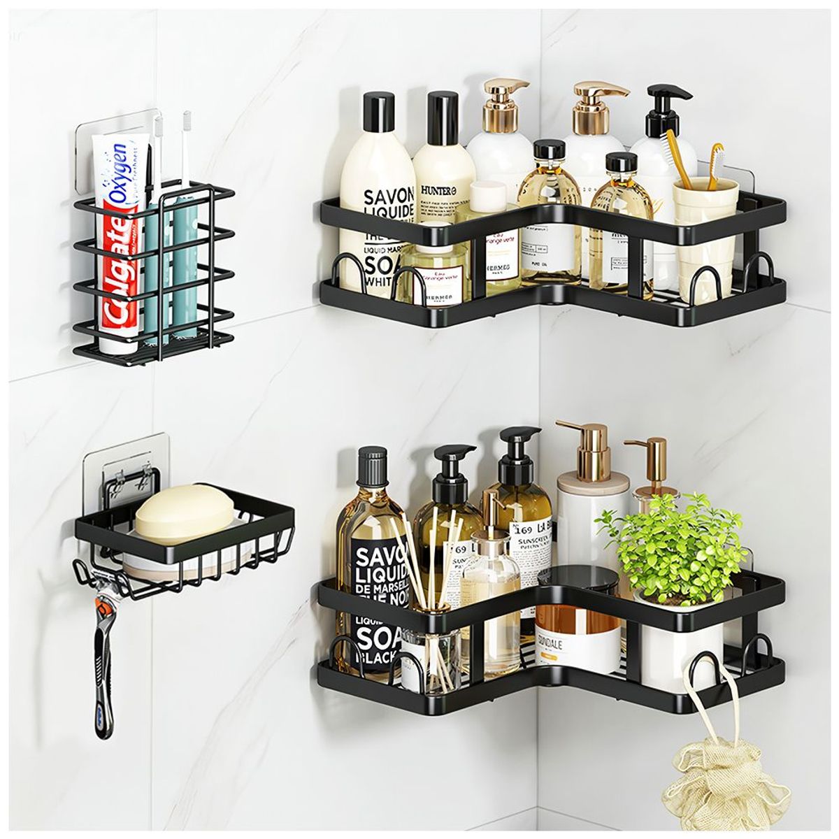 KELLER - Set Organizador de Baño Repisas Flotantes C45