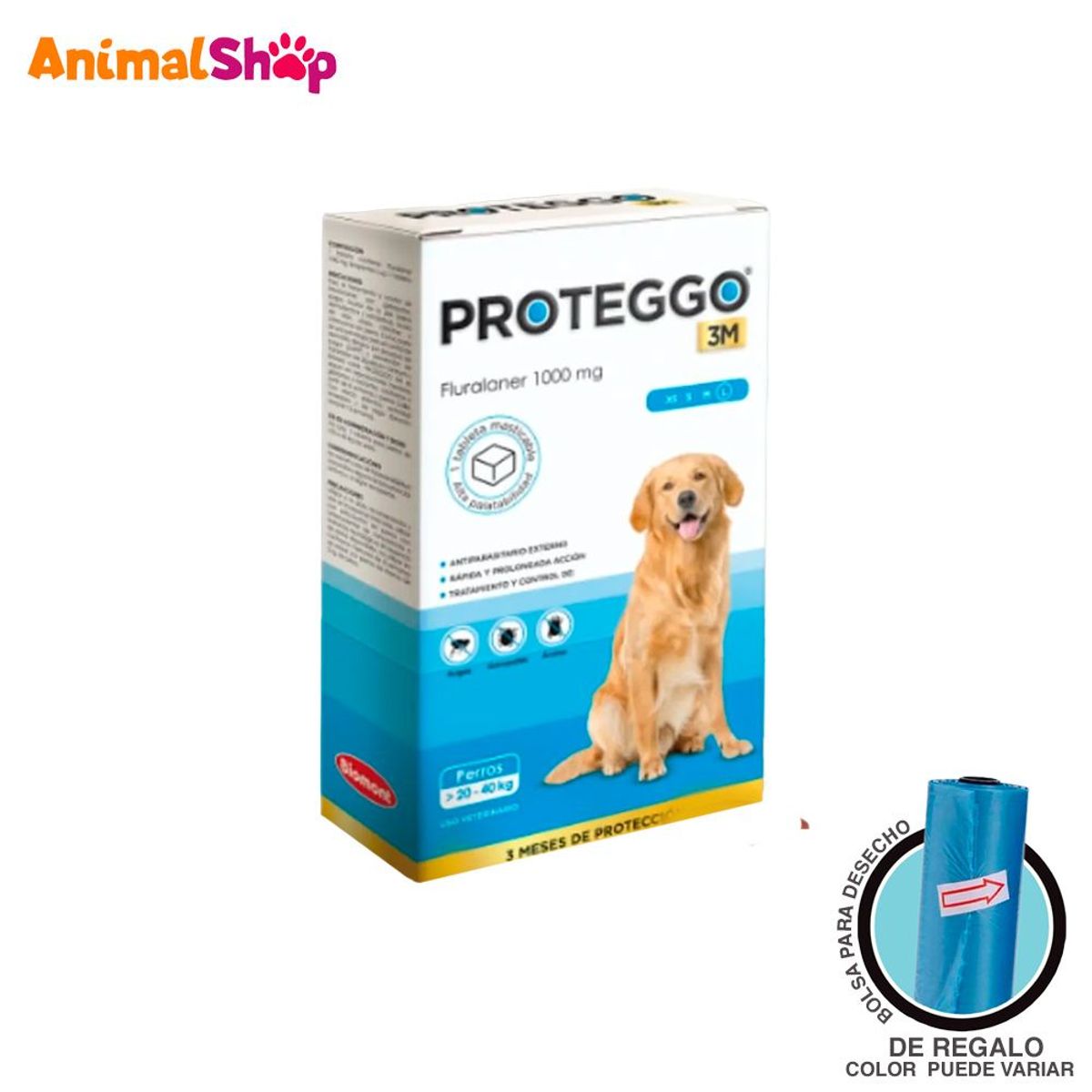 GENERICO - Antipulgas Proteggo 3M De 20 A 40 Kg X 1 Tableta