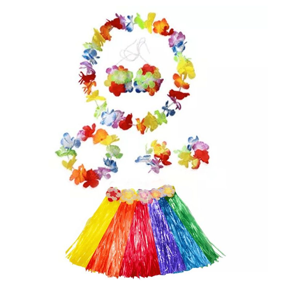 GENERICO - Falda hawaiana-vincha-collar-brasier-muñequera-Niña