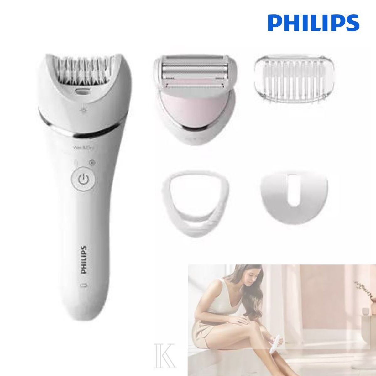 PHILIPS - Depiladora en seco y húmedo Serie 8000 Philips