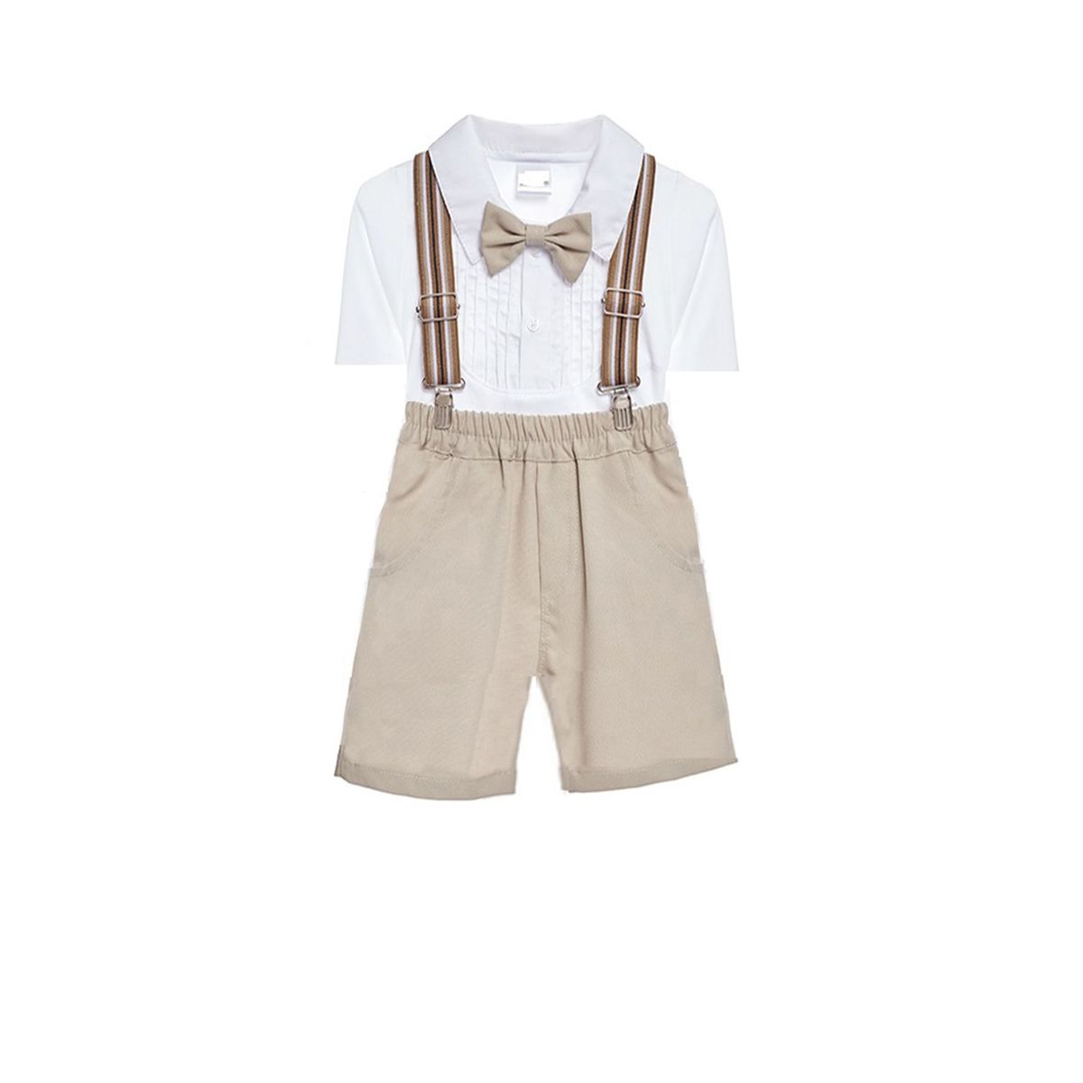 GENERICO - Conjunto para Bebe Niño Tirantes Pantalones cortos  Beige GALA