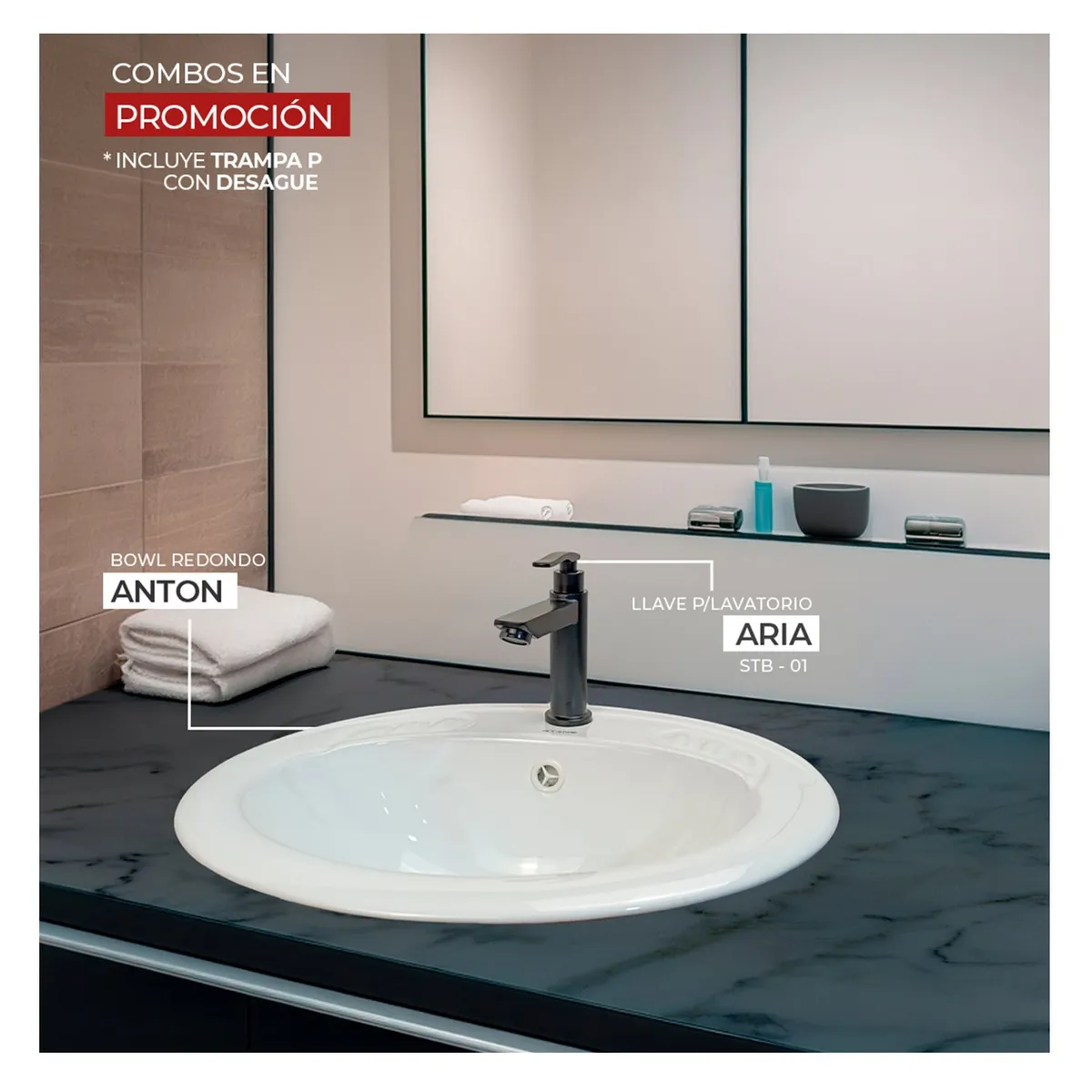 STONE - COMBO BOWL ANTON  ARIA STB-01  TRAMPA P CON DESAGUE