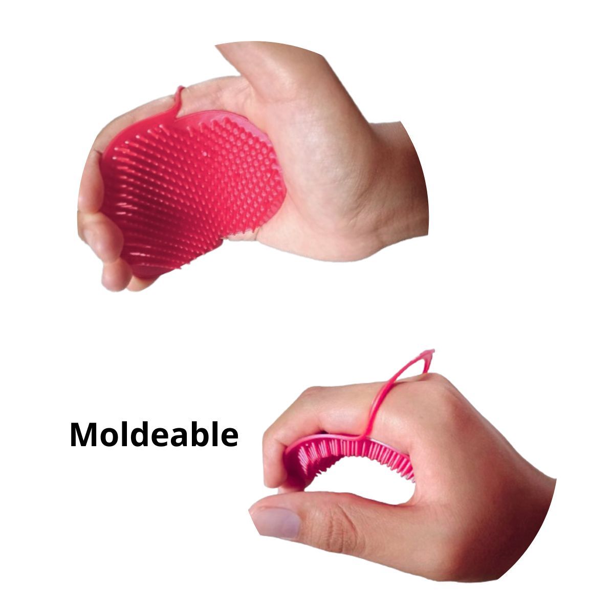 GENERICO - CEPILLO PARA MASCOTAS - MASAJE Y BAÑO ROJO FRESA