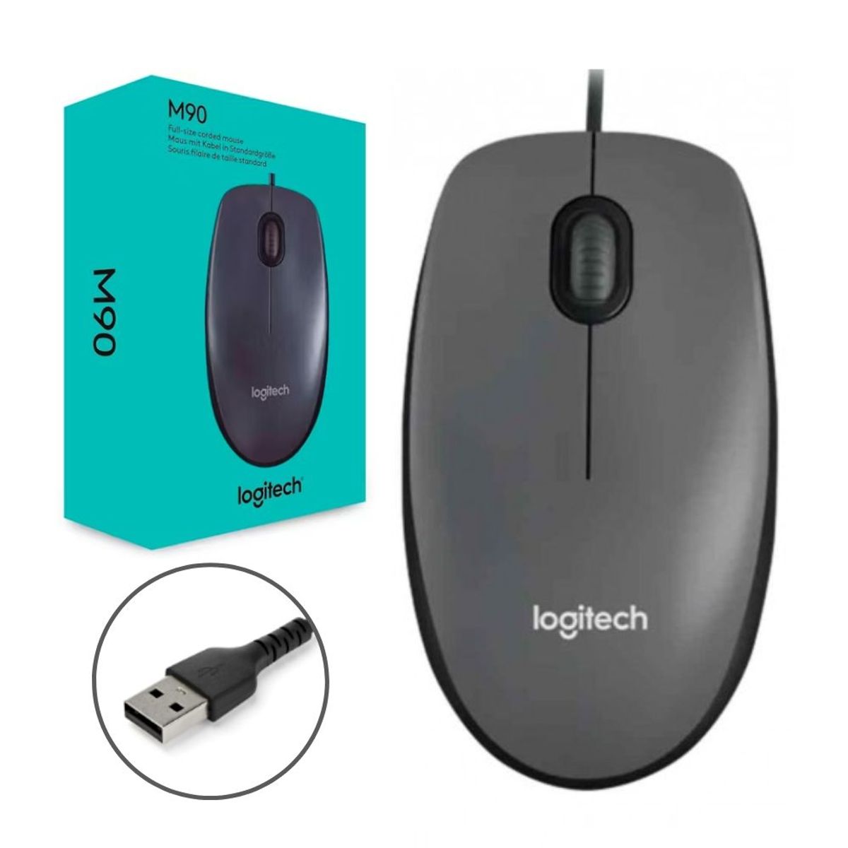 LOGITECH - MOUSE LOGITECH M90 DARK MIDNIGHT DPI 1000 USB GRIS Y NEGRO