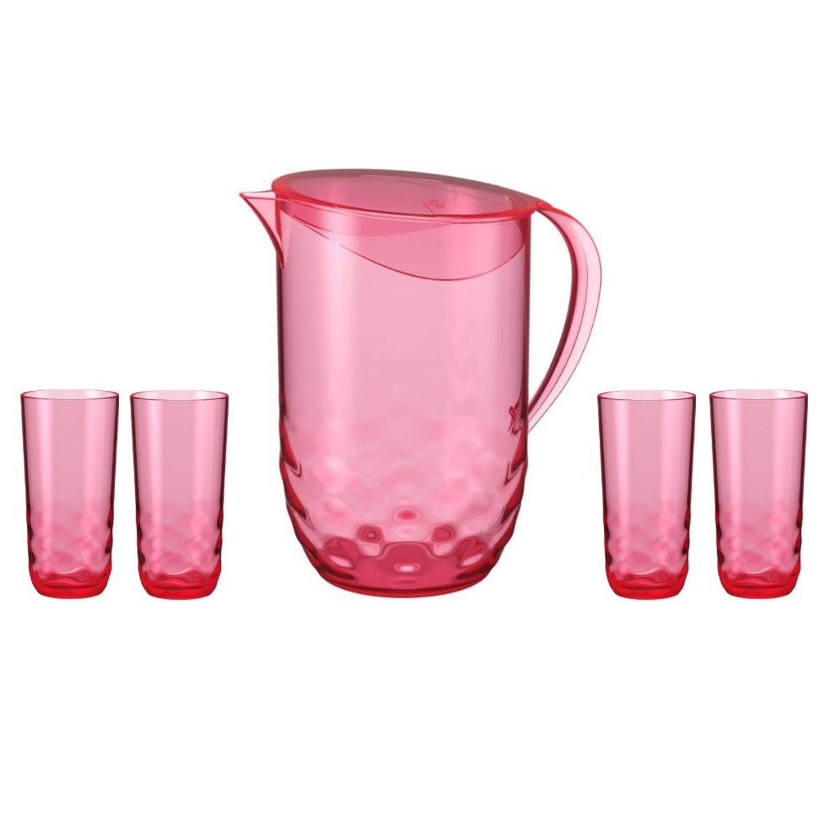 COZA - Set Jarra Con Tapa + 4 Vasos Acrílico Coza Wave Rosa