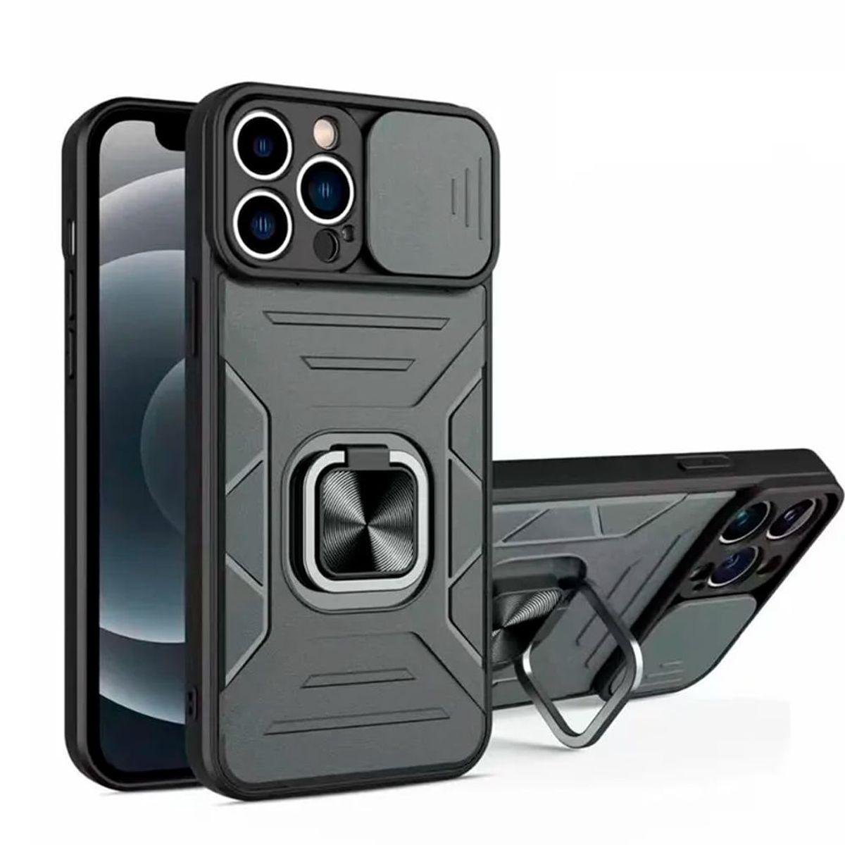 GENERICO - Funda para Samsung A22 5G Robot Gris con Aro y Protector Antishock