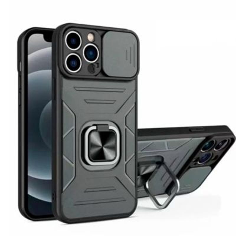GENERICO - Funda para Motorola G 5G Robot Gris con Aro y Protector Antishock