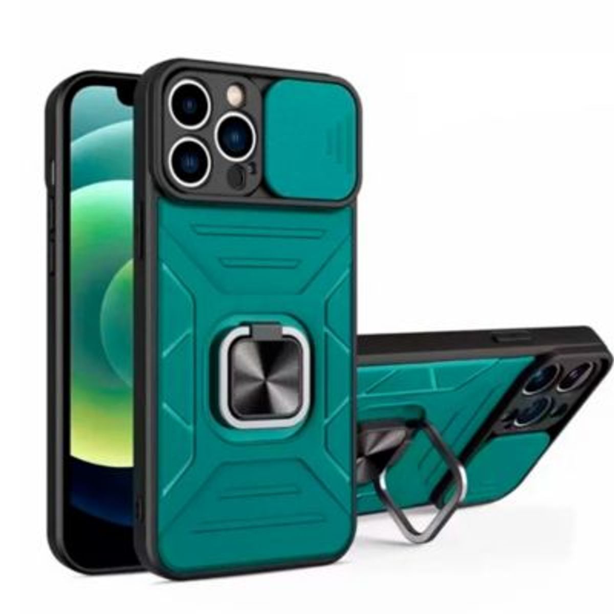 GENERICO - Funda Case para Xiaomi Poco M4 Pro 5G Robot Verde con Aro Antishock
