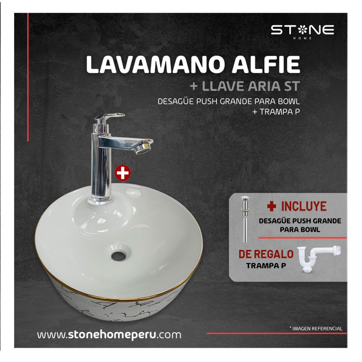 STONE - COMBO BOWL  ALFIE + ARIA ST + DESAGUE S/REBOSE + TRAMPA P STONE