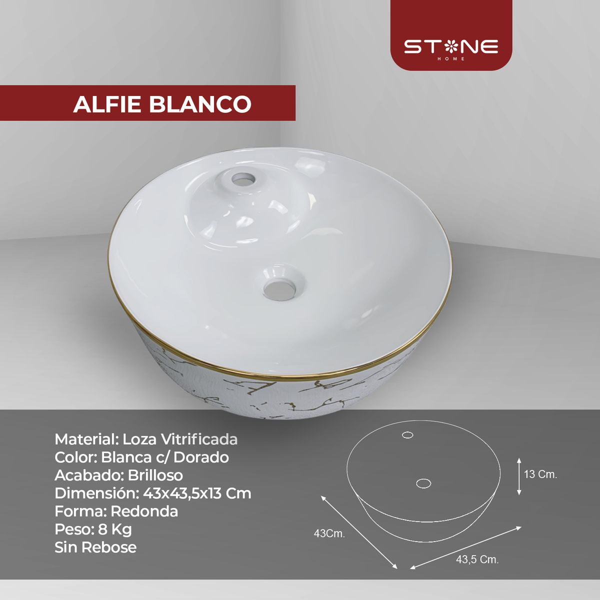 STONE - COMBO BOWL  ALFIE + ARIA ST + DESAGUE S/REBOSE + TRAMPA P STONE