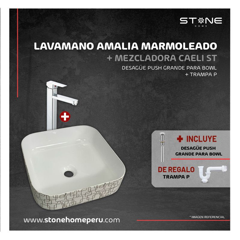 STONE - COMBO BOWL  AMALIA MARMOLEADO  +  CAELI ST + DESAGUE  + TRAMPA P STONE