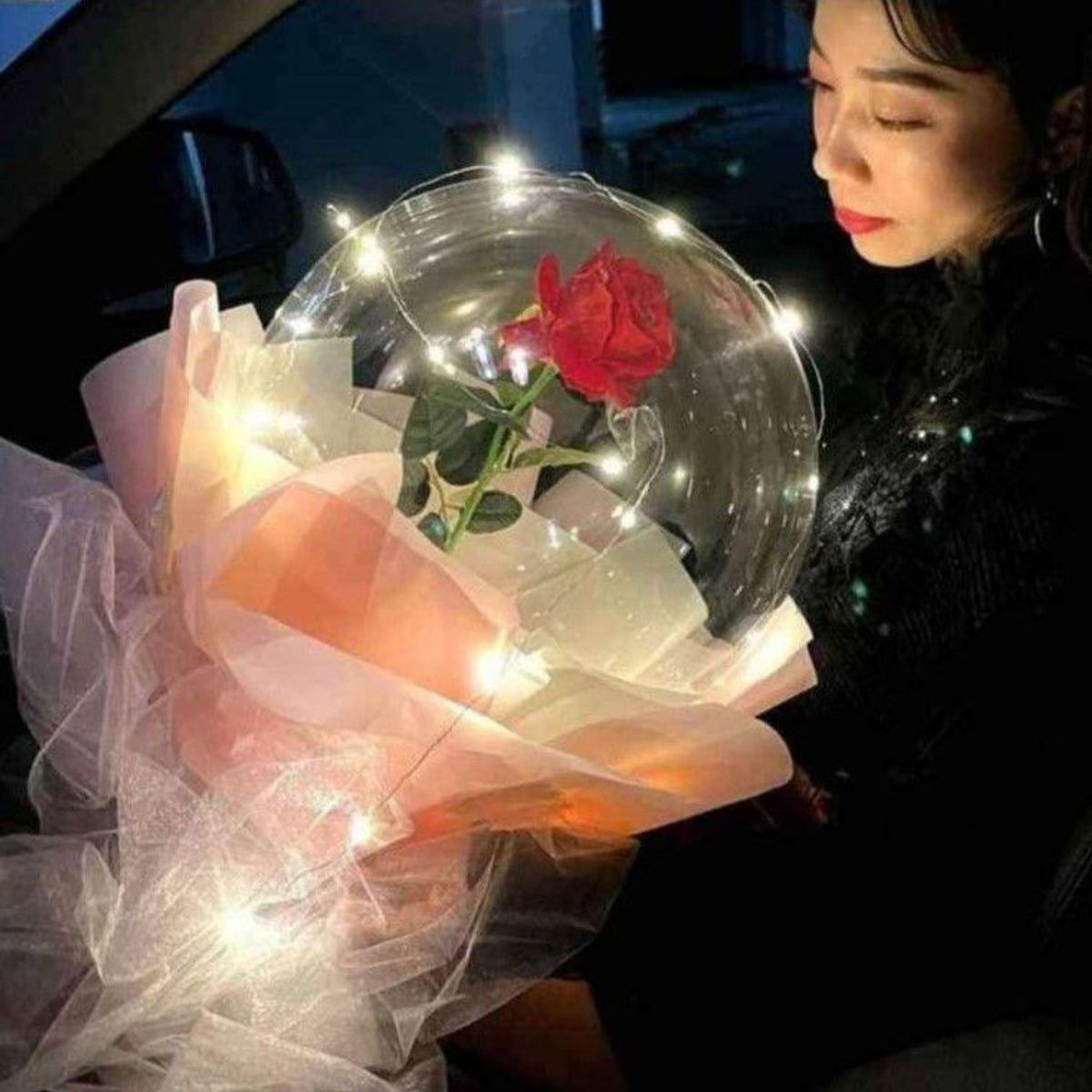 GENERICO - Globo bouquet de rosa decoracion led luminoso