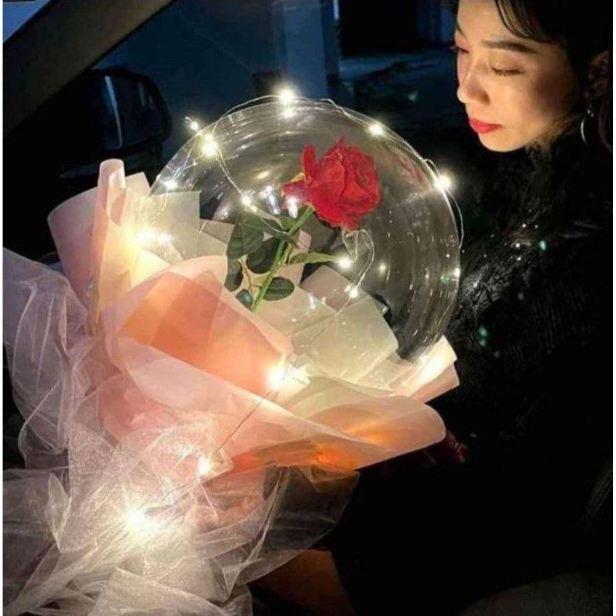 GENERICO - Globo bouquet de rosa decoracion led luminoso