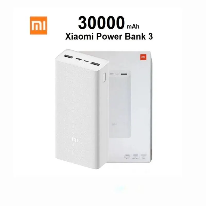 XIAOMI - Power Bank 30000 mAh Xiaomi 18W 4 Puertos de Carga - Blanco