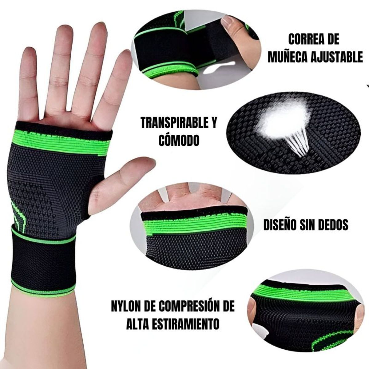 GENERICO - Muñequera deportiva protectora guantes de compresión