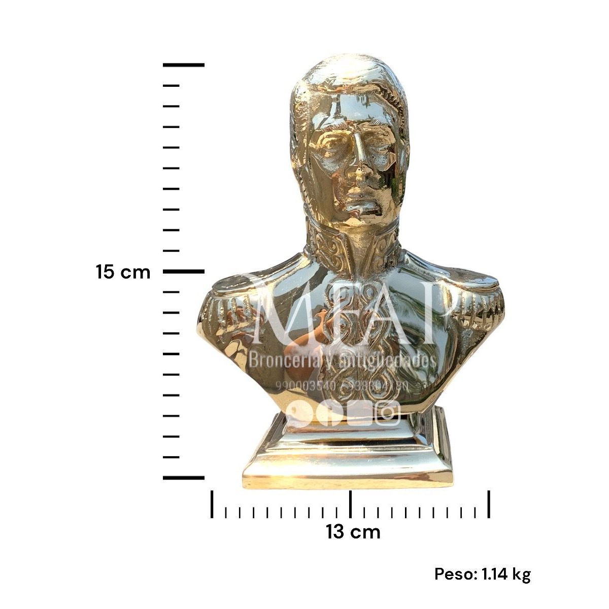 MFAP BRONCERIA Y ANTIGUEDADES - Busto de José de San Martin de bronce