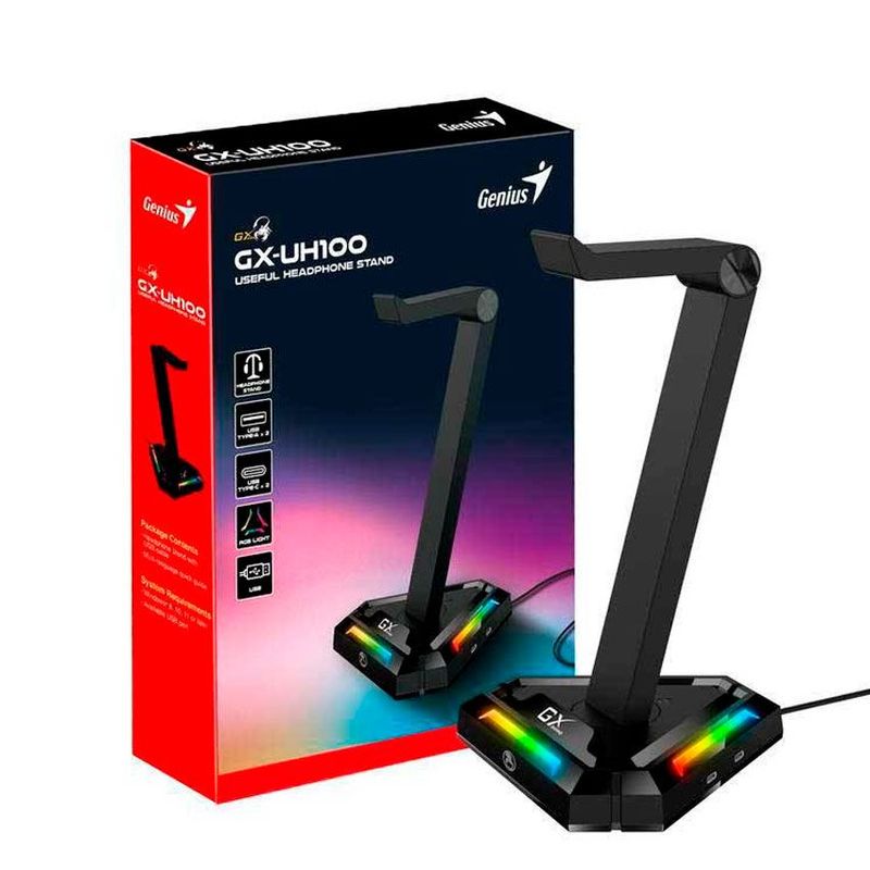 GENIUS - Soporte Para Audifono Genius Gx-uh100 Rgb Black