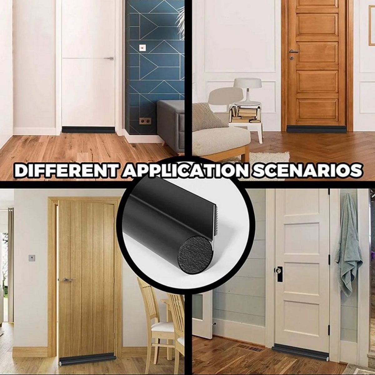 GENERICO - Burlete Flexible de Espuma 95cm Protección Negro- cellado de Puertas