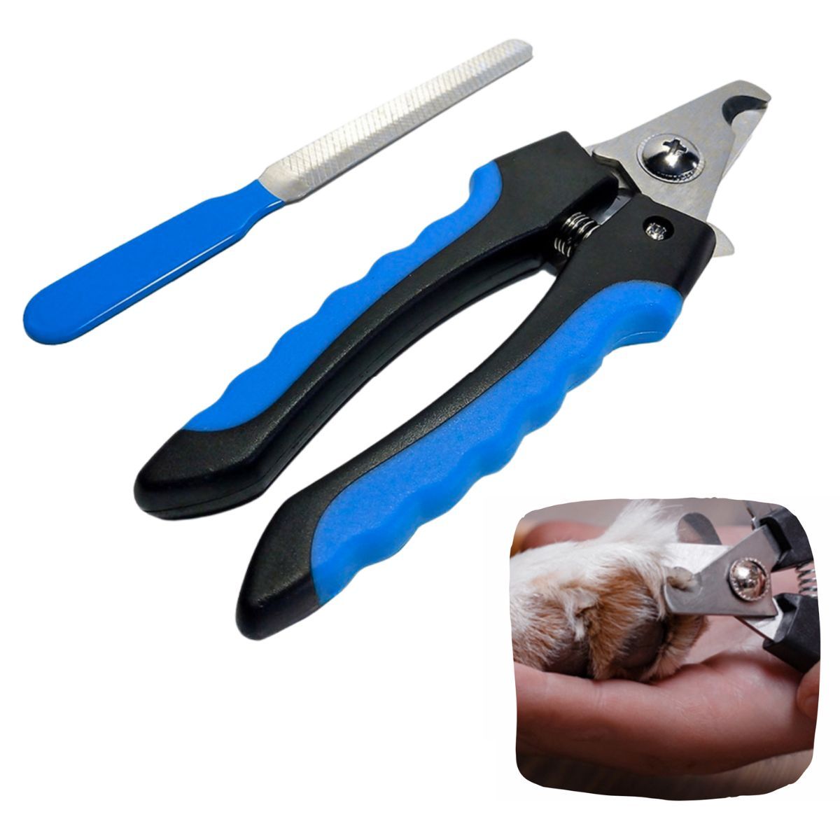 GENERICO - Cortauñas para Mascotas con Lima Azul S-Seguro