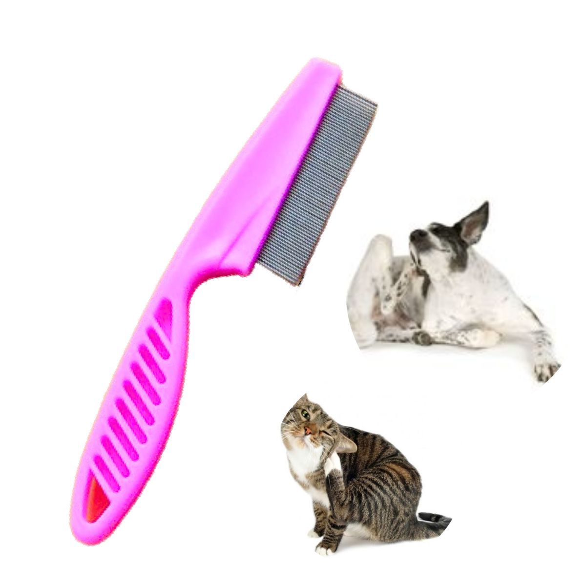 GENERICO - PEINE ANTIGARRAPATAS PIOJOS Y PULGAS MASCOTAS ROSADO