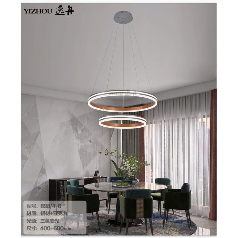 GENERICO - Lámpara de techo led escocesa doble aro 3 luces