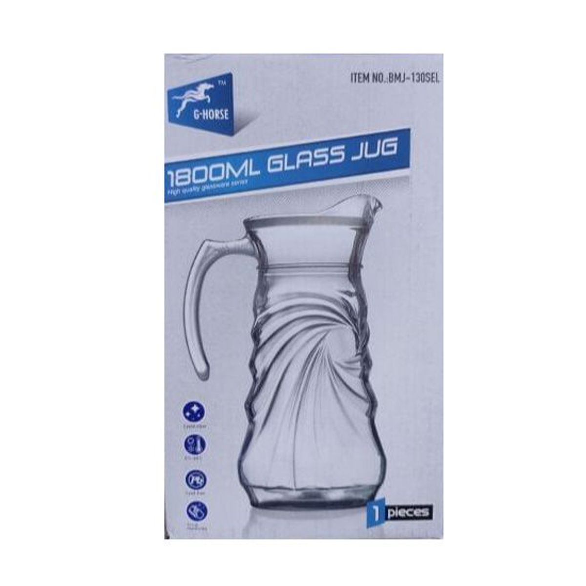 G HORSE - Jarra de vidrio Remolino con tapa 1800ml