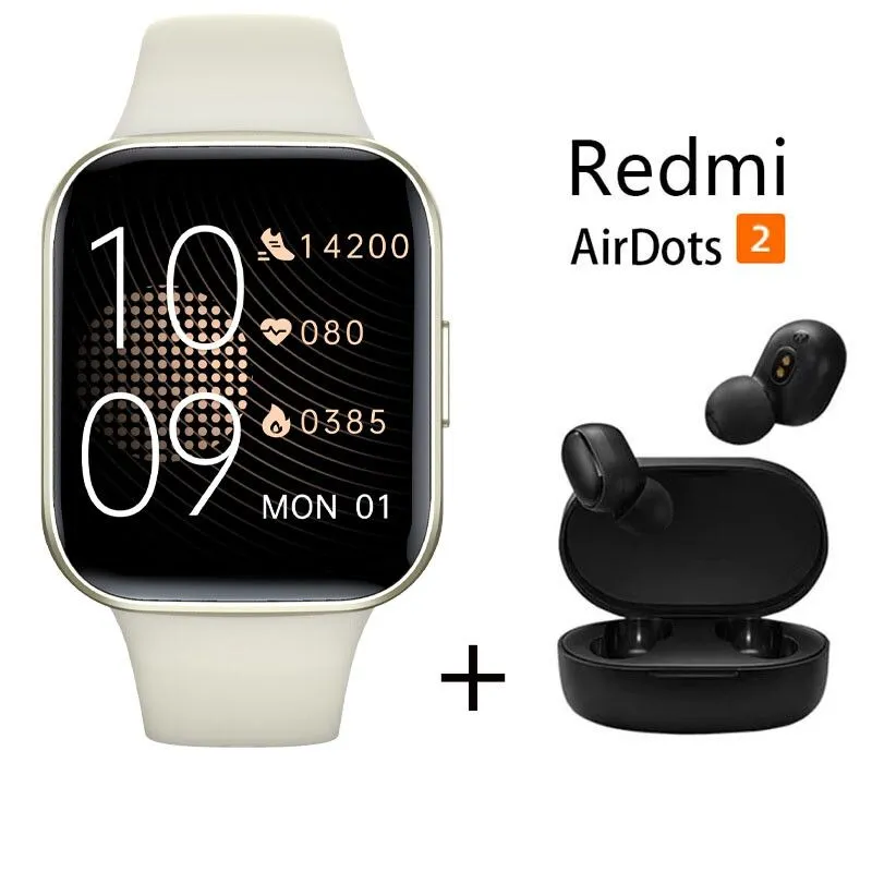 XIAOMI - Reloj inteligente Y83 + combo XIAOMI Redmi AirDots 2 - Dorado