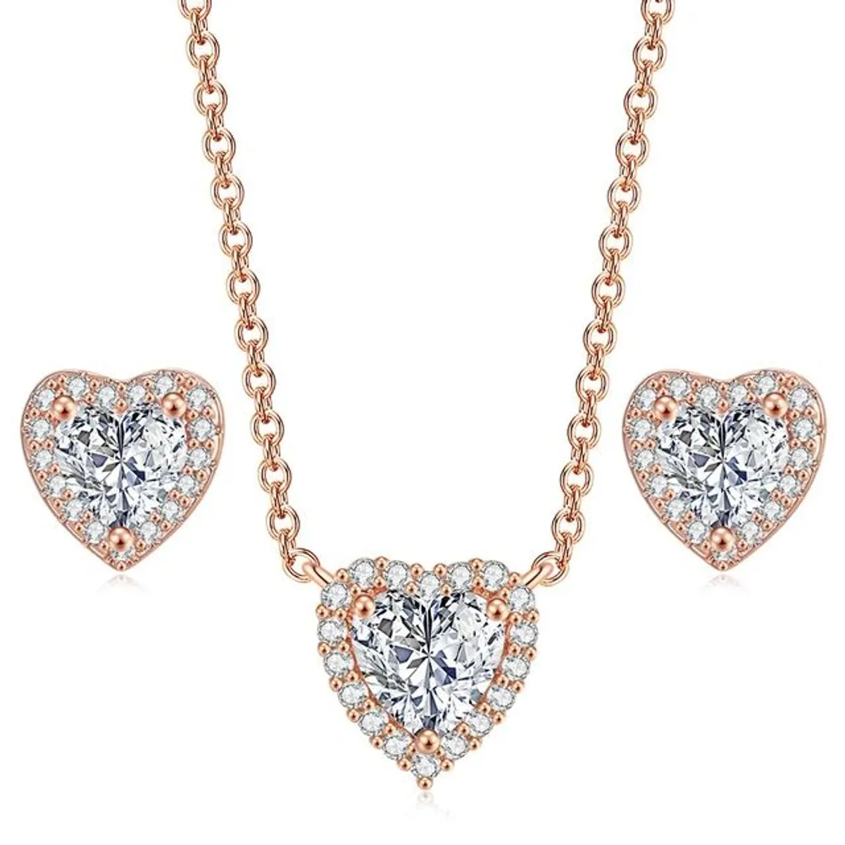 LA TIENDA 88 JOYAS Y ACCESORIOS - La Tienda 88 - Set Collar y Aretes Mujer Amor Eterno - Rosa