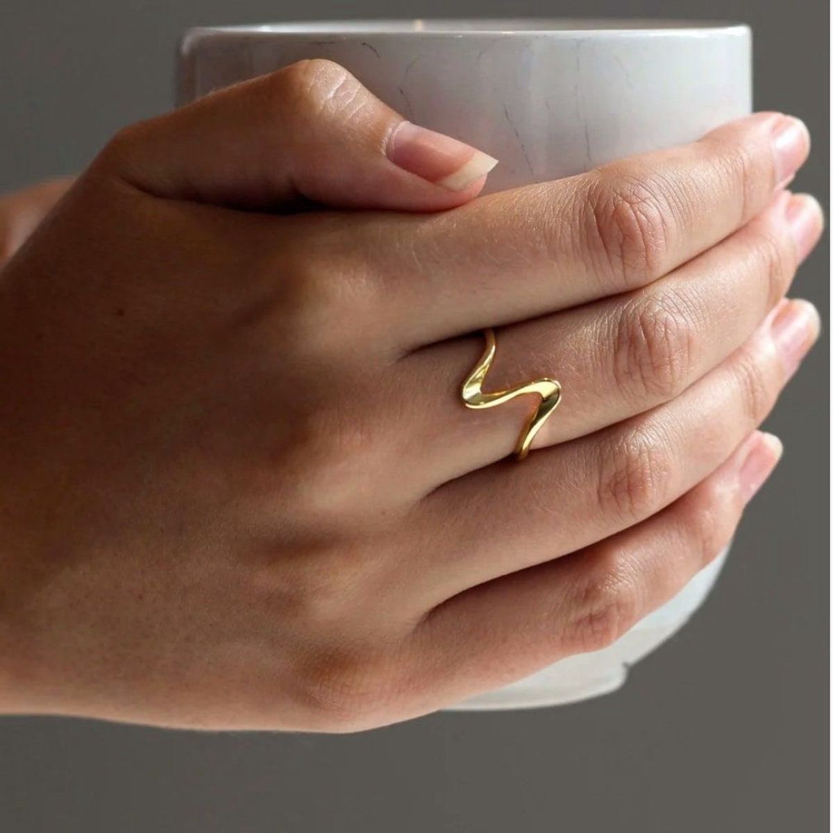 GENERICO - Anillos sortijas  joyeria fina modelo curva acero inoxidable regulable