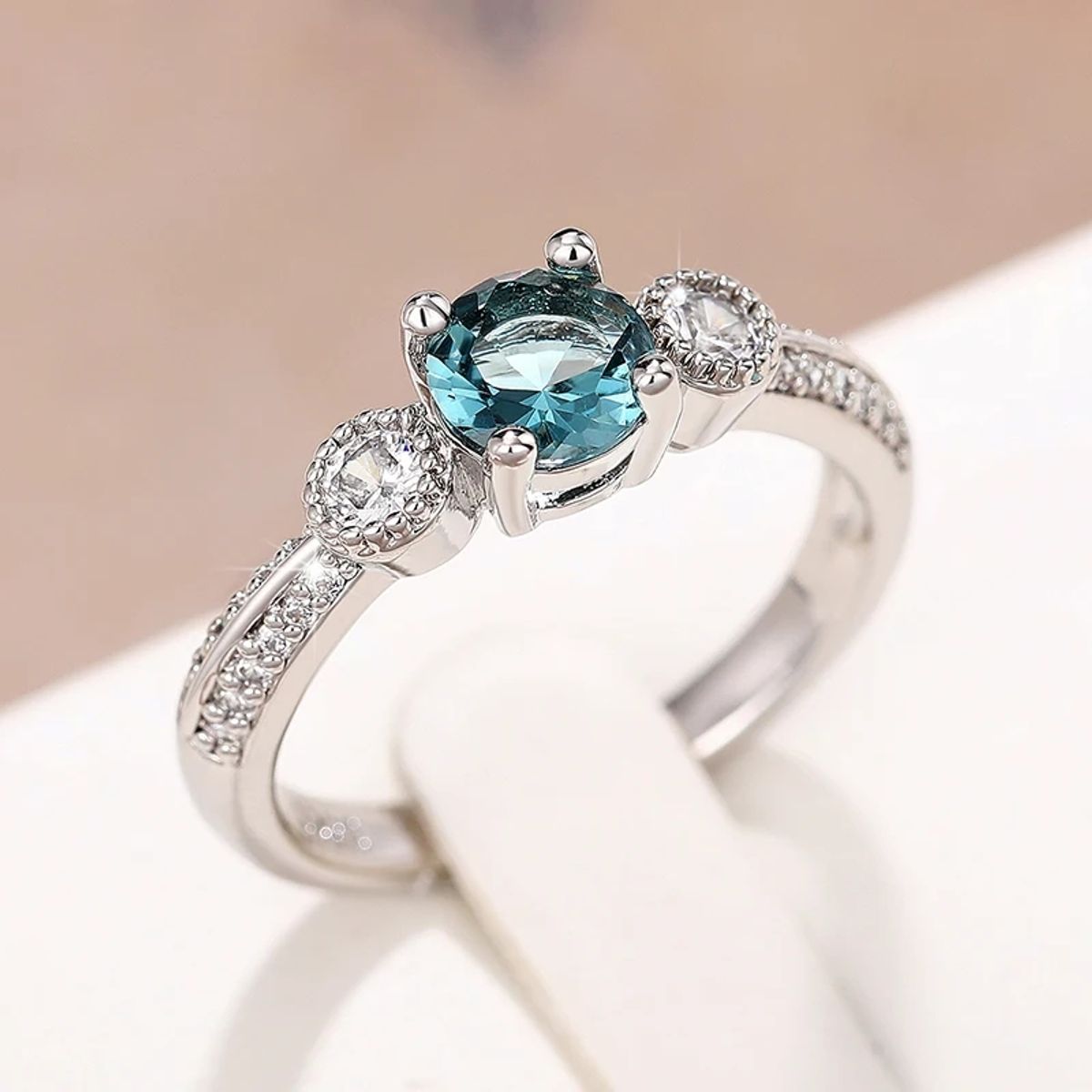 LA TIENDA 88 JOYAS Y ACCESORIOS - La Tienda 88 - Anillo De Compromiso Mujer Bañado Oro 18k - Blanco