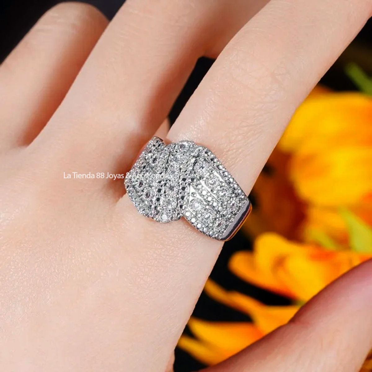 LA TIENDA 88 JOYAS Y ACCESORIOS - La Tienda 88 - Anillo De Promesa Deluxe Mujer Bañado Oro 18k - Blanco