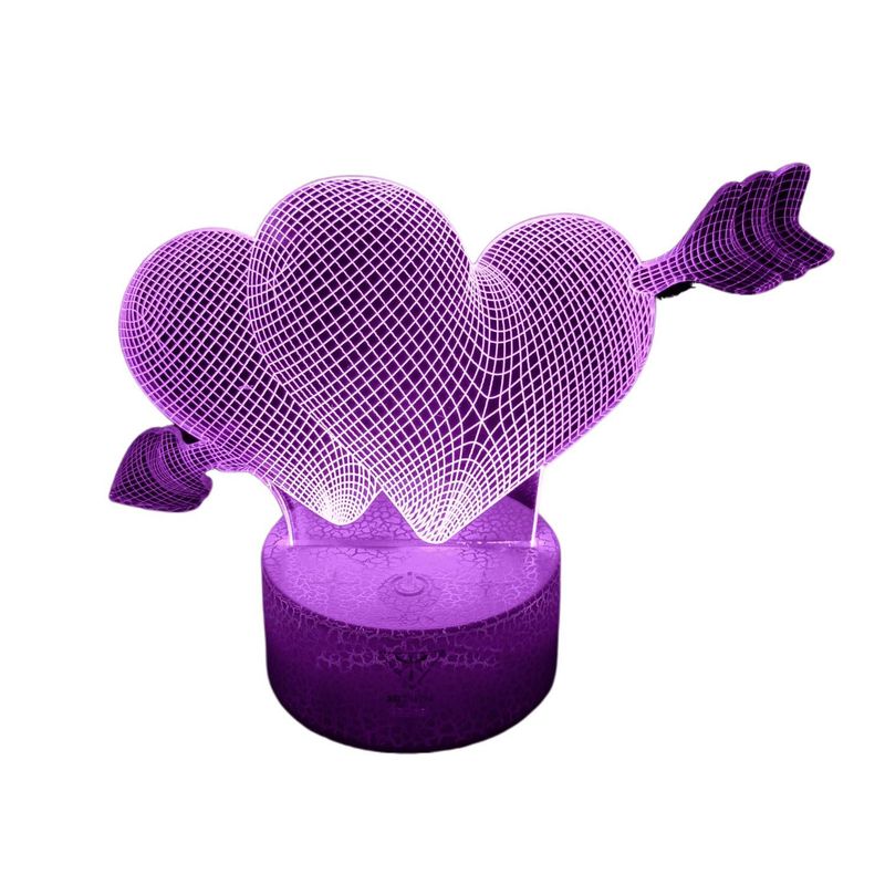 GENERICO - Dia de san Valentín Lampara 3D 7 Colores Led Corazones Flechados