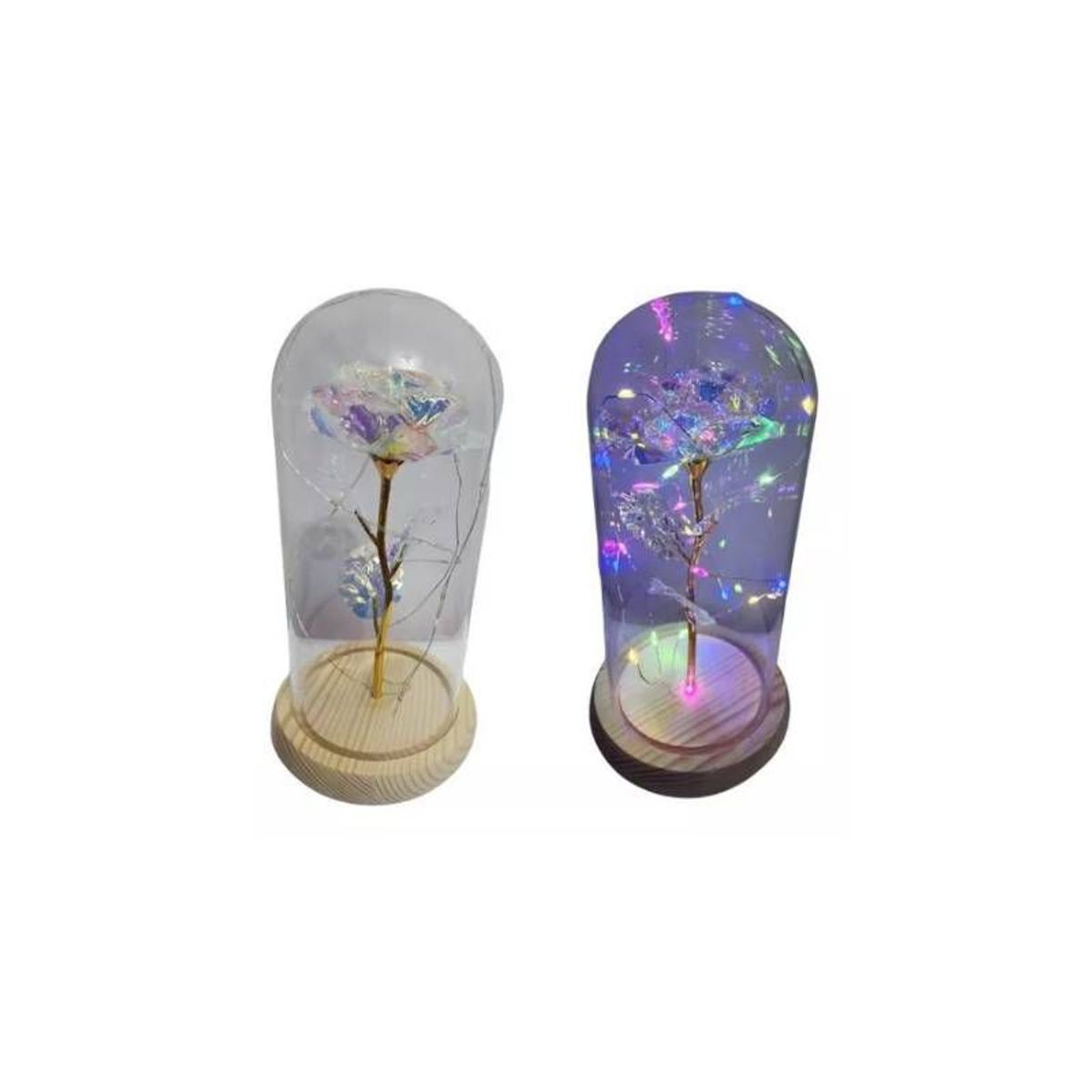 GENERICO - 1 Flor Rosa Eterna Cristal Luz Hada San Valentín Madre