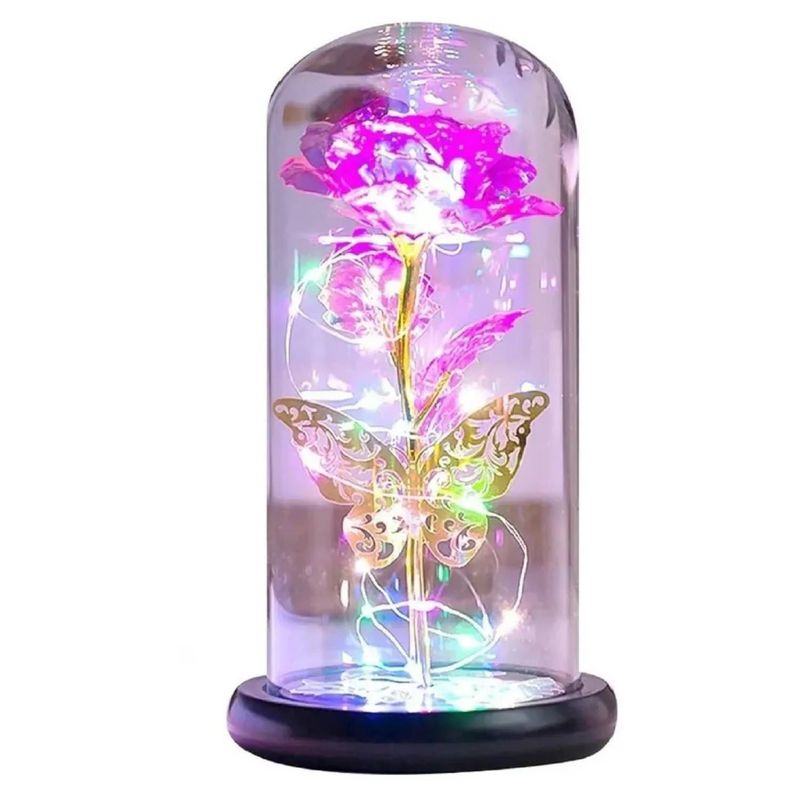 GENERICO - Rosa Eterna Flor Artificial Luz Multicolor