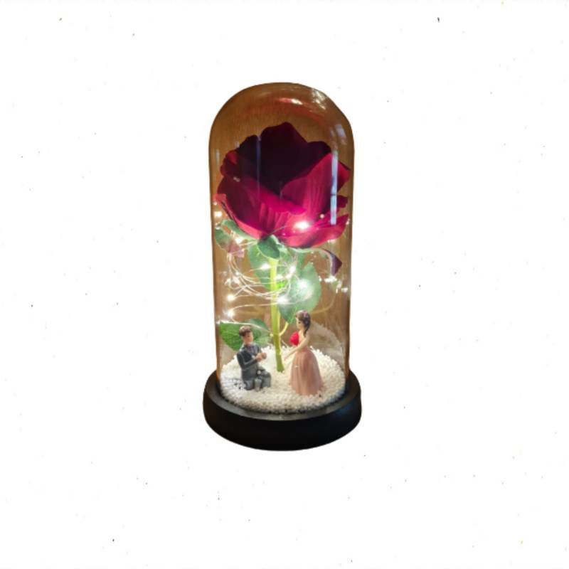 GENERICO - Rosa Eterna Luz Led Flor Eterna Artificial Cupula De Vidrio diseño